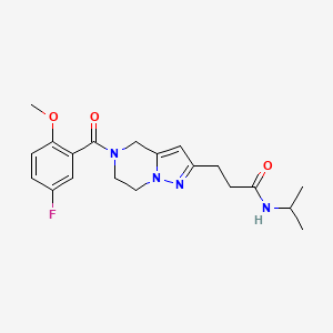 molecular formula C20H25FN4O3 B5639004 3-[5-(5-fluoro-2-methoxybenzoyl)-4,5,6,7-tetrahydropyrazolo[1,5-a]pyrazin-2-yl]-N-isopropylpropanamide 