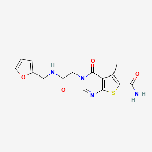 molecular formula C15H14N4O4S B5639018 3-{2-[(2-furylmethyl)amino]-2-oxoethyl}-5-methyl-4-oxo-3,4-dihydrothieno[2,3-d]pyrimidine-6-carboxamide 