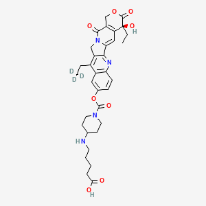 molecular formula C33H38N4O8 B563903 7-Ethyl-10-(4-N-aminopentanoic acid)-1-piperidino)carbonyloxycamptothecin-d3 CAS No. 1217816-76-6