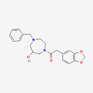 molecular formula C21H24N2O4 B5639061 1-(1,3-benzodioxol-5-ylacetyl)-4-benzyl-1,4-diazepan-6-ol 