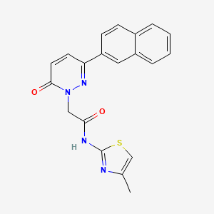 molecular formula C20H16N4O2S B5639110 N-(4-methyl-1,3-thiazol-2-yl)-2-[3-(2-naphthyl)-6-oxo-1(6H)-pyridazinyl]acetamide 