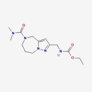 molecular formula C14H23N5O3 B5639119 ethyl ({5-[(dimethylamino)carbonyl]-5,6,7,8-tetrahydro-4H-pyrazolo[1,5-a][1,4]diazepin-2-yl}methyl)carbamate 