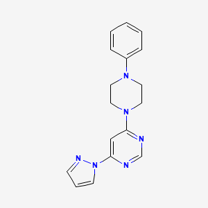 molecular formula C17H18N6 B5639127 4-(4-phenyl-1-piperazinyl)-6-(1H-pyrazol-1-yl)pyrimidine 