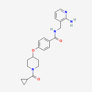 molecular formula C22H26N4O3 B5639164 N-[(2-aminopyridin-3-yl)methyl]-4-{[1-(cyclopropylcarbonyl)piperidin-4-yl]oxy}benzamide 