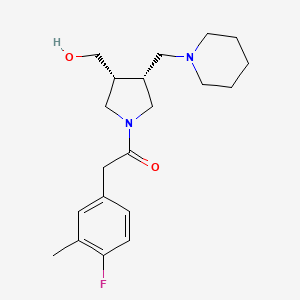 molecular formula C20H29FN2O2 B5639304 [(3R*,4R*)-1-[(4-fluoro-3-methylphenyl)acetyl]-4-(1-piperidinylmethyl)-3-pyrrolidinyl]methanol 