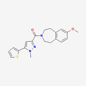 molecular formula C20H21N3O2S B5639365 7-methoxy-3-{[1-methyl-5-(2-thienyl)-1H-pyrazol-3-yl]carbonyl}-2,3,4,5-tetrahydro-1H-3-benzazepine 