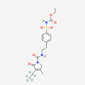 molecular formula C19H25N3O6S B563937 [4-[2-[[(3-Ethyl-d5-2,5-dihydro-4-methyl-2-oxo-1H-pyrrol-1-yl)carbonyl]amino]ethyl]phenyl]sulfonyl]carbamic Acid Ethyl Ester CAS No. 1217029-88-3
