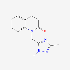 molecular formula C14H16N4O B5639383 1-[(1,3-dimethyl-1H-1,2,4-triazol-5-yl)methyl]-3,4-dihydroquinolin-2(1H)-one 