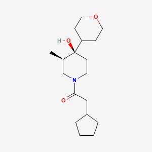 molecular formula C18H31NO3 B5639390 (3R*,4R*)-1-(cyclopentylacetyl)-3-methyl-4-(tetrahydro-2H-pyran-4-yl)-4-piperidinol 