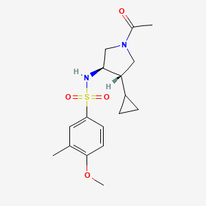 molecular formula C17H24N2O4S B5639442 N-[(3R*,4S*)-1-acetyl-4-cyclopropyl-3-pyrrolidinyl]-4-methoxy-3-methylbenzenesulfonamide 