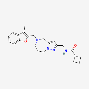 molecular formula C23H28N4O2 B5639473 N-({5-[(3-methyl-1-benzofuran-2-yl)methyl]-5,6,7,8-tetrahydro-4H-pyrazolo[1,5-a][1,4]diazepin-2-yl}methyl)cyclobutanecarboxamide 