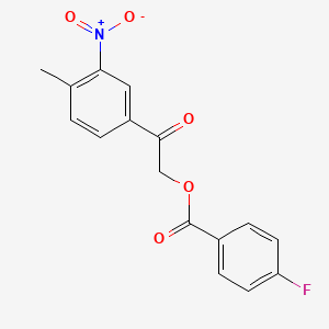 molecular formula C16H12FNO5 B5639479 2-(4-methyl-3-nitrophenyl)-2-oxoethyl 4-fluorobenzoate 