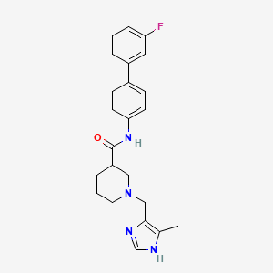 molecular formula C23H25FN4O B5639497 N-(3'-fluorobiphenyl-4-yl)-1-[(4-methyl-1H-imidazol-5-yl)methyl]piperidine-3-carboxamide 