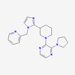 molecular formula C22H27N7 B5639521 2-{3-[1-(pyridin-2-ylmethyl)-1H-imidazol-2-yl]piperidin-1-yl}-3-pyrrolidin-1-ylpyrazine 