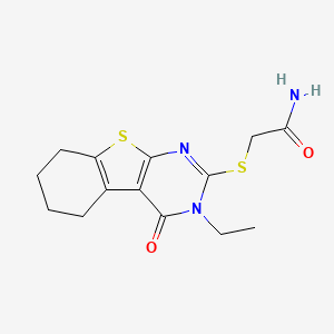molecular formula C14H17N3O2S2 B5639529 2-[(3-ethyl-4-oxo-3,4,5,6,7,8-hexahydro[1]benzothieno[2,3-d]pyrimidin-2-yl)thio]acetamide 