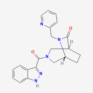 molecular formula C21H21N5O2 B5639544 (1S*,5R*)-3-(1H-indazol-3-ylcarbonyl)-6-(pyridin-2-ylmethyl)-3,6-diazabicyclo[3.2.2]nonan-7-one 