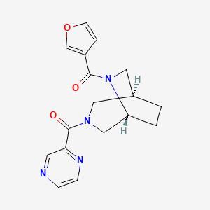 molecular formula C17H18N4O3 B5639568 (1S*,5R*)-6-(3-furoyl)-3-(2-pyrazinylcarbonyl)-3,6-diazabicyclo[3.2.2]nonane 