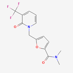 molecular formula C14H13F3N2O3 B5639747 N,N-dimethyl-5-{[2-oxo-3-(trifluoromethyl)pyridin-1(2H)-yl]methyl}-2-furamide 
