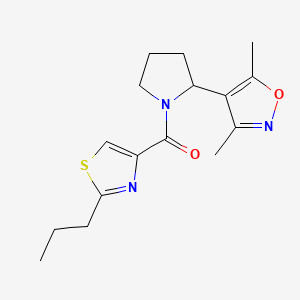 molecular formula C16H21N3O2S B5639764 3,5-dimethyl-4-{1-[(2-propyl-1,3-thiazol-4-yl)carbonyl]-2-pyrrolidinyl}isoxazole 