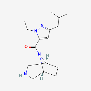 molecular formula C16H26N4O B5639788 rel-(1R,5S)-8-[(1-ethyl-3-isobutyl-1H-pyrazol-5-yl)carbonyl]-3,8-diazabicyclo[3.2.1]octane hydrochloride 