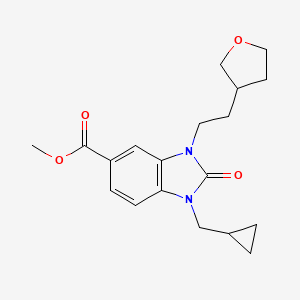 molecular formula C19H24N2O4 B5639820 methyl 1-(cyclopropylmethyl)-2-oxo-3-[2-(tetrahydrofuran-3-yl)ethyl]-2,3-dihydro-1H-benzimidazole-5-carboxylate 