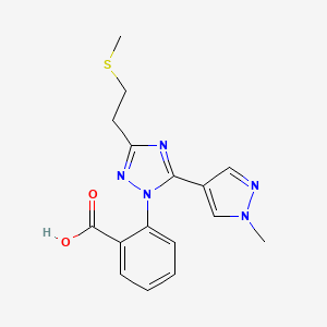 molecular formula C16H17N5O2S B5639829 2-{5-(1-methyl-1H-pyrazol-4-yl)-3-[2-(methylthio)ethyl]-1H-1,2,4-triazol-1-yl}benzoic acid 