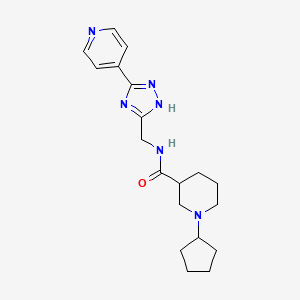 molecular formula C19H26N6O B5639855 1-cyclopentyl-N-{[3-(4-pyridinyl)-1H-1,2,4-triazol-5-yl]methyl}-3-piperidinecarboxamide 
