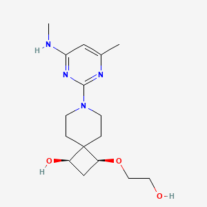 molecular formula C16H26N4O3 B5639876 (1R*,3S*)-3-(2-hydroxyethoxy)-7-[4-methyl-6-(methylamino)-2-pyrimidinyl]-7-azaspiro[3.5]nonan-1-ol 