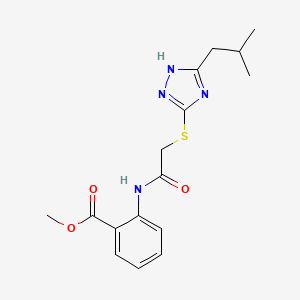 molecular formula C16H20N4O3S B5639885 methyl 2-({[(5-isobutyl-4H-1,2,4-triazol-3-yl)thio]acetyl}amino)benzoate 
