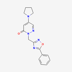 molecular formula C17H17N5O2 B5639895 2-[(5-phenyl-1,2,4-oxadiazol-3-yl)methyl]-5-pyrrolidin-1-ylpyridazin-3(2H)-one 