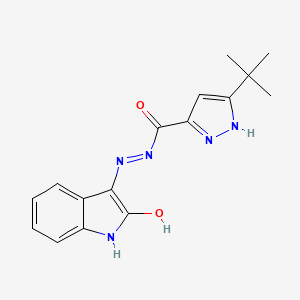 molecular formula C16H17N5O2 B5639917 3-tert-butyl-N'-(2-oxo-1,2-dihydro-3H-indol-3-ylidene)-1H-pyrazole-5-carbohydrazide 