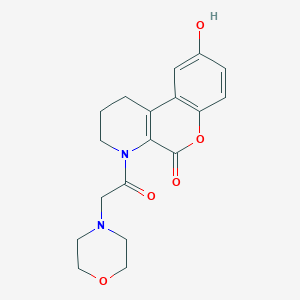 molecular formula C18H20N2O5 B5639933 9-hydroxy-4-(morpholin-4-ylacetyl)-1,2,3,4-tetrahydro-5H-chromeno[3,4-b]pyridin-5-one 