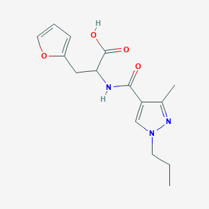 molecular formula C15H19N3O4 B5639956 3-(2-furyl)-N-[(3-methyl-1-propyl-1H-pyrazol-4-yl)carbonyl]alanine 