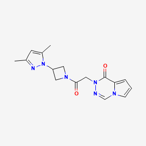 molecular formula C16H18N6O2 B5639969 2-{2-[3-(3,5-dimethyl-1H-pyrazol-1-yl)azetidin-1-yl]-2-oxoethyl}pyrrolo[1,2-d][1,2,4]triazin-1(2H)-one 