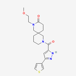 molecular formula C20H26N4O3S B5640029 2-(2-methoxyethyl)-8-{[3-(3-thienyl)-1H-pyrazol-5-yl]carbonyl}-2,8-diazaspiro[5.5]undecan-3-one 