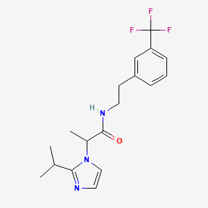 molecular formula C18H22F3N3O B5640085 2-(2-isopropyl-1H-imidazol-1-yl)-N-{2-[3-(trifluoromethyl)phenyl]ethyl}propanamide 