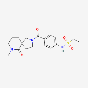 molecular formula C18H25N3O4S B5640101 N-{4-[(7-methyl-6-oxo-2,7-diazaspiro[4.5]dec-2-yl)carbonyl]phenyl}ethanesulfonamide 
