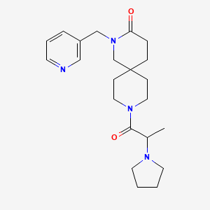molecular formula C22H32N4O2 B5640102 2-(pyridin-3-ylmethyl)-9-(2-pyrrolidin-1-ylpropanoyl)-2,9-diazaspiro[5.5]undecan-3-one 