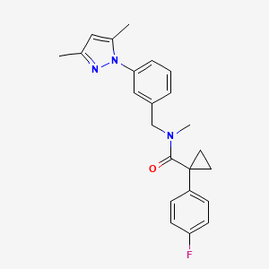 molecular formula C23H24FN3O B5640117 N-[3-(3,5-dimethyl-1H-pyrazol-1-yl)benzyl]-1-(4-fluorophenyl)-N-methylcyclopropanecarboxamide 