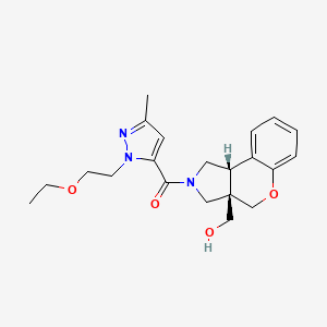 molecular formula C21H27N3O4 B5640121 [(3aS*,9bS*)-2-{[1-(2-ethoxyethyl)-3-methyl-1H-pyrazol-5-yl]carbonyl}-1,2,3,9b-tetrahydrochromeno[3,4-c]pyrrol-3a(4H)-yl]methanol 