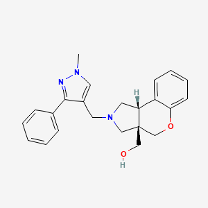 molecular formula C23H25N3O2 B5640143 [(3aS*,9bS*)-2-[(1-methyl-3-phenyl-1H-pyrazol-4-yl)methyl]-1,2,3,9b-tetrahydrochromeno[3,4-c]pyrrol-3a(4H)-yl]methanol 