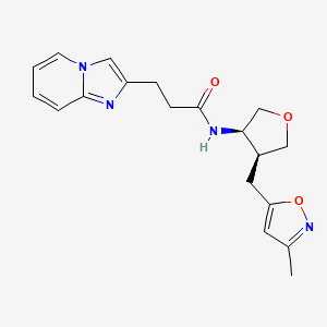 molecular formula C19H22N4O3 B5640149 3-imidazo[1,2-a]pyridin-2-yl-N-{(3R*,4S*)-4-[(3-methylisoxazol-5-yl)methyl]tetrahydrofuran-3-yl}propanamide 