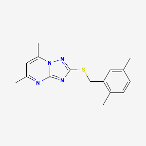 molecular formula C16H18N4S B5640157 2-[(2,5-dimethylbenzyl)thio]-5,7-dimethyl[1,2,4]triazolo[1,5-a]pyrimidine 
