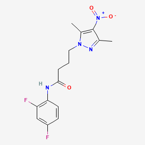 molecular formula C15H16F2N4O3 B5640191 N-(2,4-difluorophenyl)-4-(3,5-dimethyl-4-nitro-1H-pyrazol-1-yl)butanamide 