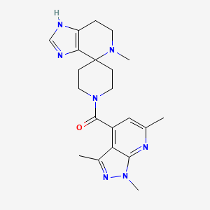 molecular formula C21H27N7O B5640197 5-methyl-1'-[(1,3,6-trimethyl-1H-pyrazolo[3,4-b]pyridin-4-yl)carbonyl]-1,5,6,7-tetrahydrospiro[imidazo[4,5-c]pyridine-4,4'-piperidine] 