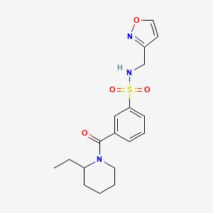 molecular formula C18H23N3O4S B5640204 3-[(2-ethylpiperidin-1-yl)carbonyl]-N-(isoxazol-3-ylmethyl)benzenesulfonamide 