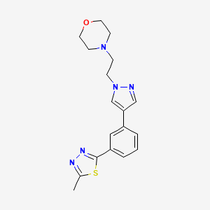 molecular formula C18H21N5OS B5640223 4-(2-{4-[3-(5-methyl-1,3,4-thiadiazol-2-yl)phenyl]-1H-pyrazol-1-yl}ethyl)morpholine 