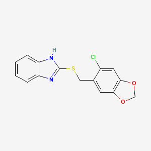 molecular formula C15H11ClN2O2S B5640236 2-{[(6-chloro-1,3-benzodioxol-5-yl)methyl]thio}-1H-benzimidazole 