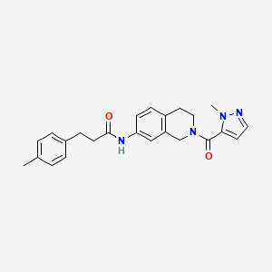 molecular formula C24H26N4O2 B5640253 3-(4-methylphenyl)-N-{2-[(1-methyl-1H-pyrazol-5-yl)carbonyl]-1,2,3,4-tetrahydroisoquinolin-7-yl}propanamide 