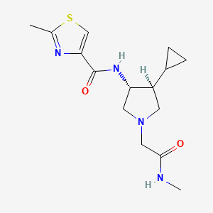 molecular formula C15H22N4O2S B5640302 N-{rel-(3R,4S)-4-cyclopropyl-1-[2-(methylamino)-2-oxoethyl]-3-pyrrolidinyl}-2-methyl-1,3-thiazole-4-carboxamide hydrochloride 